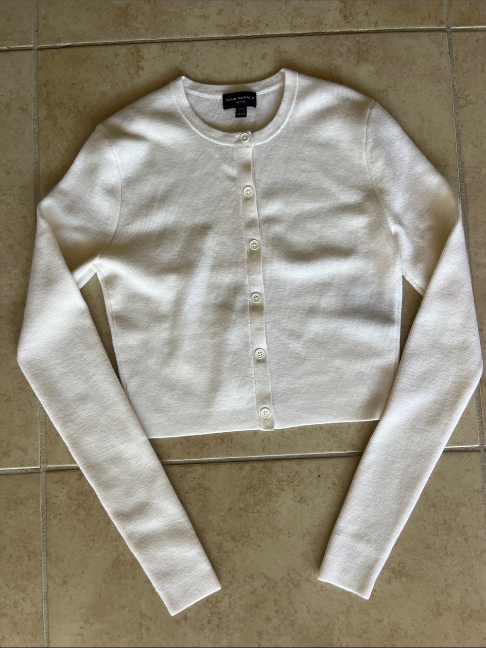XS Club Monaco White Cropped Button Cardigan